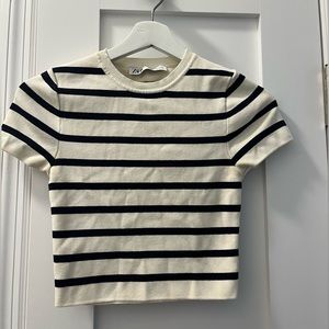 Zara stripped cropped stretch top